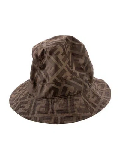 Pre-owned Fendi Logo Bucket Hat In Brown