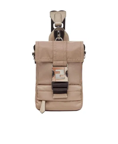 Fendi Logo-buckle Backpack In Nude