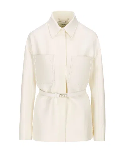 FENDI FENDI BELTED BUTTON-DOWN JACKET