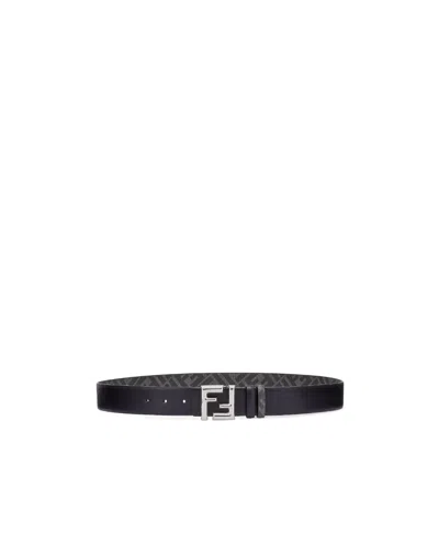 Fendi Logo-buckle Leather Belt In Black
