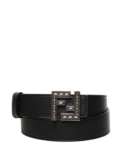 Fendi Logo-buckle Reversible Belt In Black