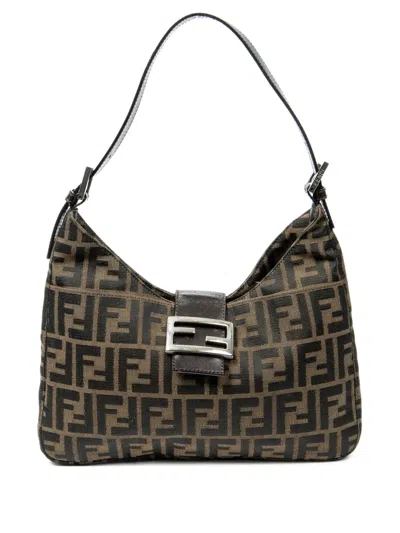 Pre-owned Fendi Logo-buckle Shoulder Bag In Brown