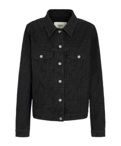 FENDI FENDI LOGO DETAILED DENIM JACKET
