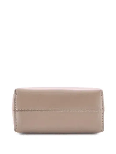 Pre-owned Fendi Logo By The Way Top Handle Bag Embossed Leather Mini Crossbody Bag In Brown