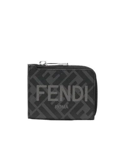 Fendi Logo Card Bag In Black