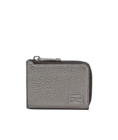 Fendi Logo Card Bag In Gray
