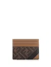 Fendi Logo Card Case In Brown