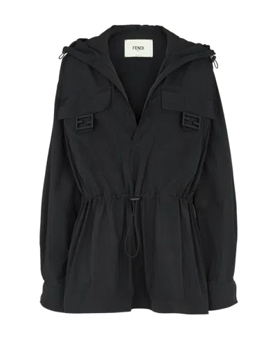 Fendi Logo Casual Jacket In Black