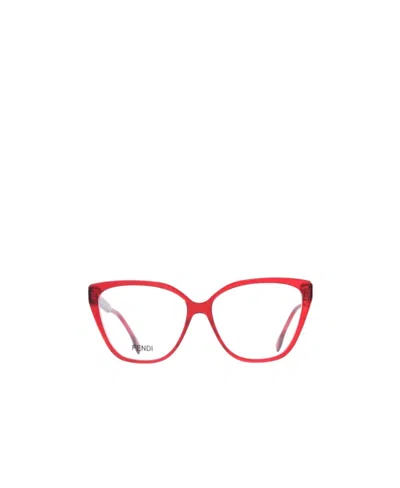 Fendi Logo Cat-eye Glasses In Red