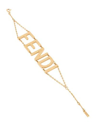 Pre-owned Fendi Logo Chain Link Bracelet, 7.25" In Multicolor