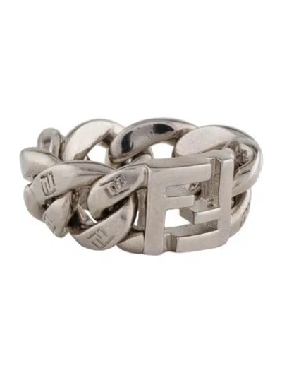Pre-owned Fendi Logo Chain Ring In Multi