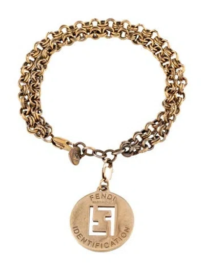 Pre-owned Fendi Logo Charm Bracelet In Multicolor
