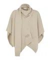 Fendi Draped Cashmere Poncho Ribbed Hem In Grey