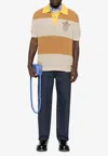 Fendi Logo Club Crest Ribbed Knit Polo T-shirt In Multi