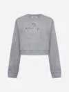 Fendi Grey Cropped Sweatshirt In Fleece Cotton Women In Light Grey Melange