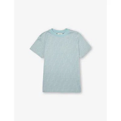 Fendi Kids' Powder Blue Logo Cotton-jersey T-shirt 4 - 12+