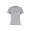 Fendi Grey Crewneck T-shirt With Logo Detail On The Front In Cotton Woman In Gray