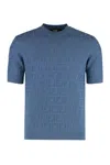Fendi Logo Cotton T-shirt In Blue