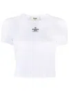 Fendi Logo-embroidered Ribbed T-shirt In White
