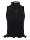 Fendi High Neck Fitted Sleeveless Top With Ruffles Clothing In Black