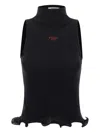 Fendi High Neck Fitted Sleeveless Top With Ruffles Clothing In Black