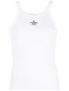 Fendi Women White Ribbed Tank Top With Contrasting Logo Embroidery In Stretch Cotton Woman In White