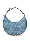 Fendi Logo Crescent Shoulder Bag In Blue