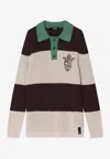 Fendi Knitted Cotton Polo Shirt With Brown And Beige Stripes In Brown