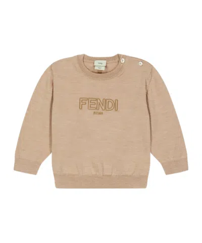 Fendi Kids' Logo Crew Neck Sweater In Pink