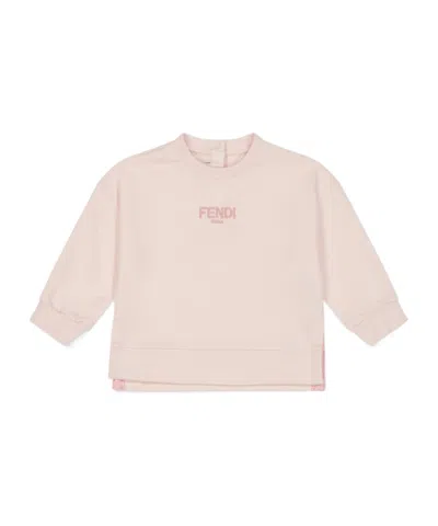 Fendi Logo Crew Neck Sweatshirt In Pink