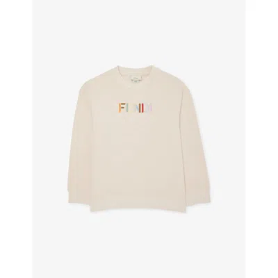 FENDI LOGO CREW-NECK COTTON SWEATSHIRT 6-YEARS STON