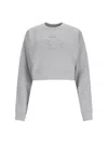 Fendi Crew-neck Sweatshirt Cropped In Grey Melange+biscuit