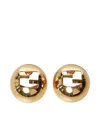 Fendi Logo-cut Sphere Earrings In Yellow