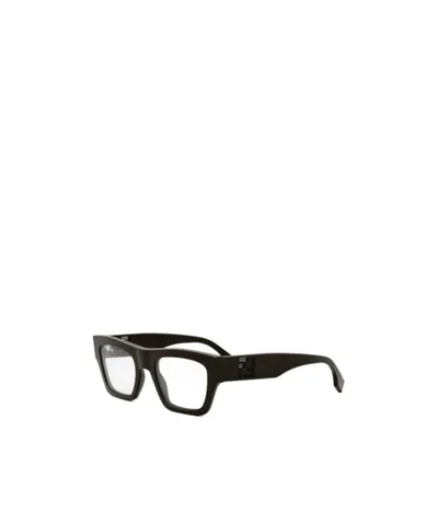 Fendi Logo-debossed Square-frame Glasses In Black
