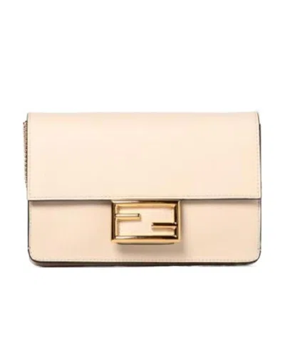 Fendi Logo Design Shoulder Bag In Nude