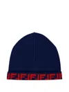 Fendi Logo-detail Beanie In Blue