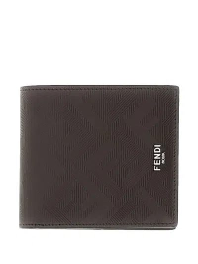 Fendi Logo-detail Bi-fold Wallet In Black