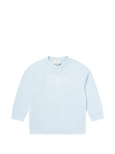 Fendi Kids Logo Sweatshirt In Blue