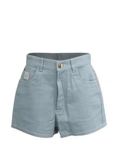 Pre-owned Fendi Logo-detail Denim Shorts In Blue