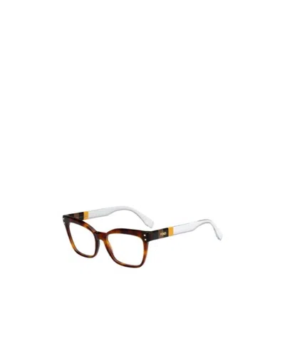 Fendi Logo Detail Flat Lens In White