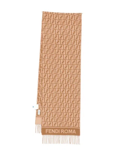 FENDI LOGO-DETAIL FRINGED SCARF