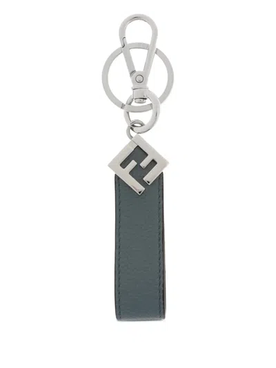 Fendi Logo Detail Keyring In Neutral