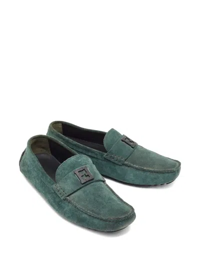 Pre-owned Fendi Logo-detail Loafers In Green