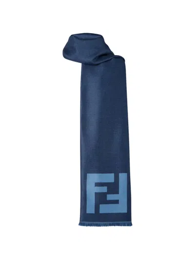 Fendi Ff Macro Scarf Scarves And Foulards Blue