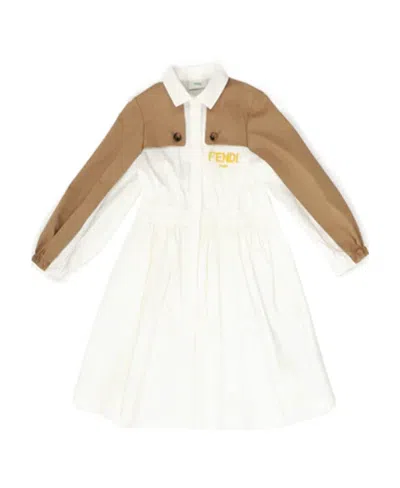 Fendi Logo-detail Shirt Dress In White