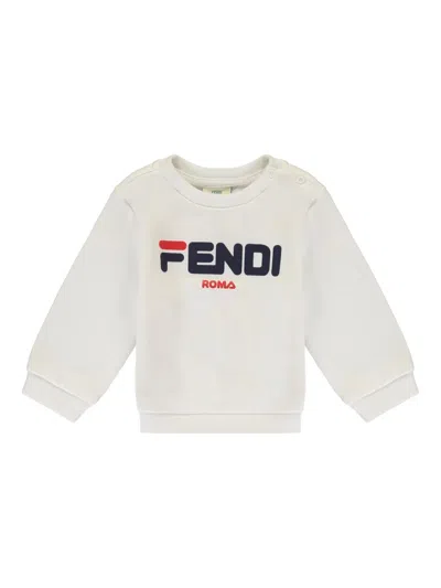 Fendi Kids' Logo-detail Sweatshirt In White