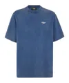Fendi Logo-print Crew Neck Cotton T-shirt In Blue