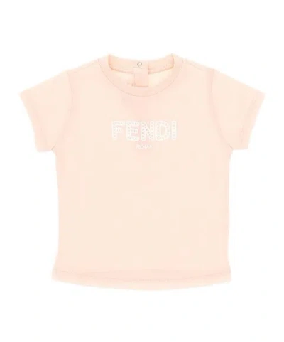 Fendi Kids' Logo-detail T-shirt In Pink