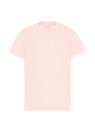 Fendi Kids' Logo-detail T-shirt In Pink