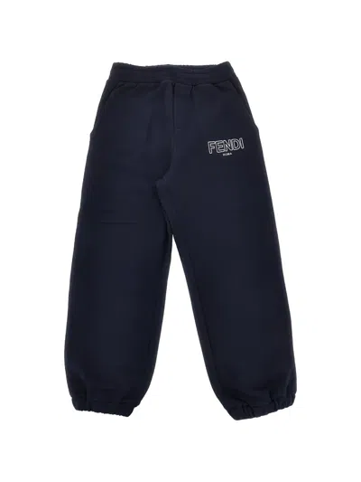 Fendi Kids' Logo-detail Track Pants In Blue